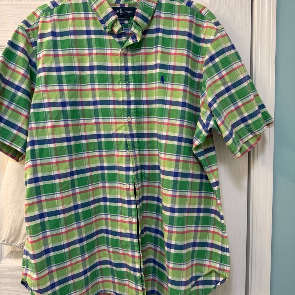 Ralph Lauren Green and Blue Plaid Casual Shirt
